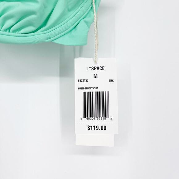 L*Space Fused Zendaya Bikini Top Bright Teal Cream Size Medium NEW - Picture 5 of 7